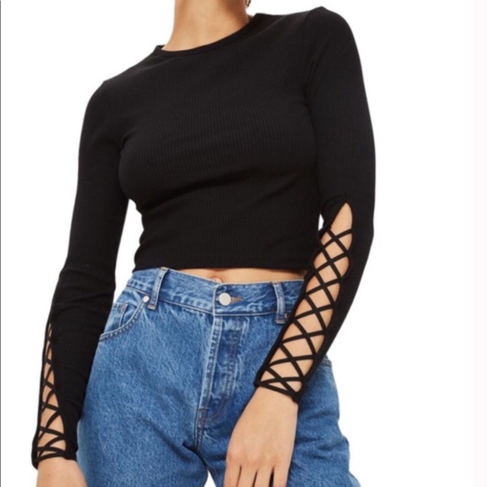 Top Shop Long Sleeve Crop Top Size 4